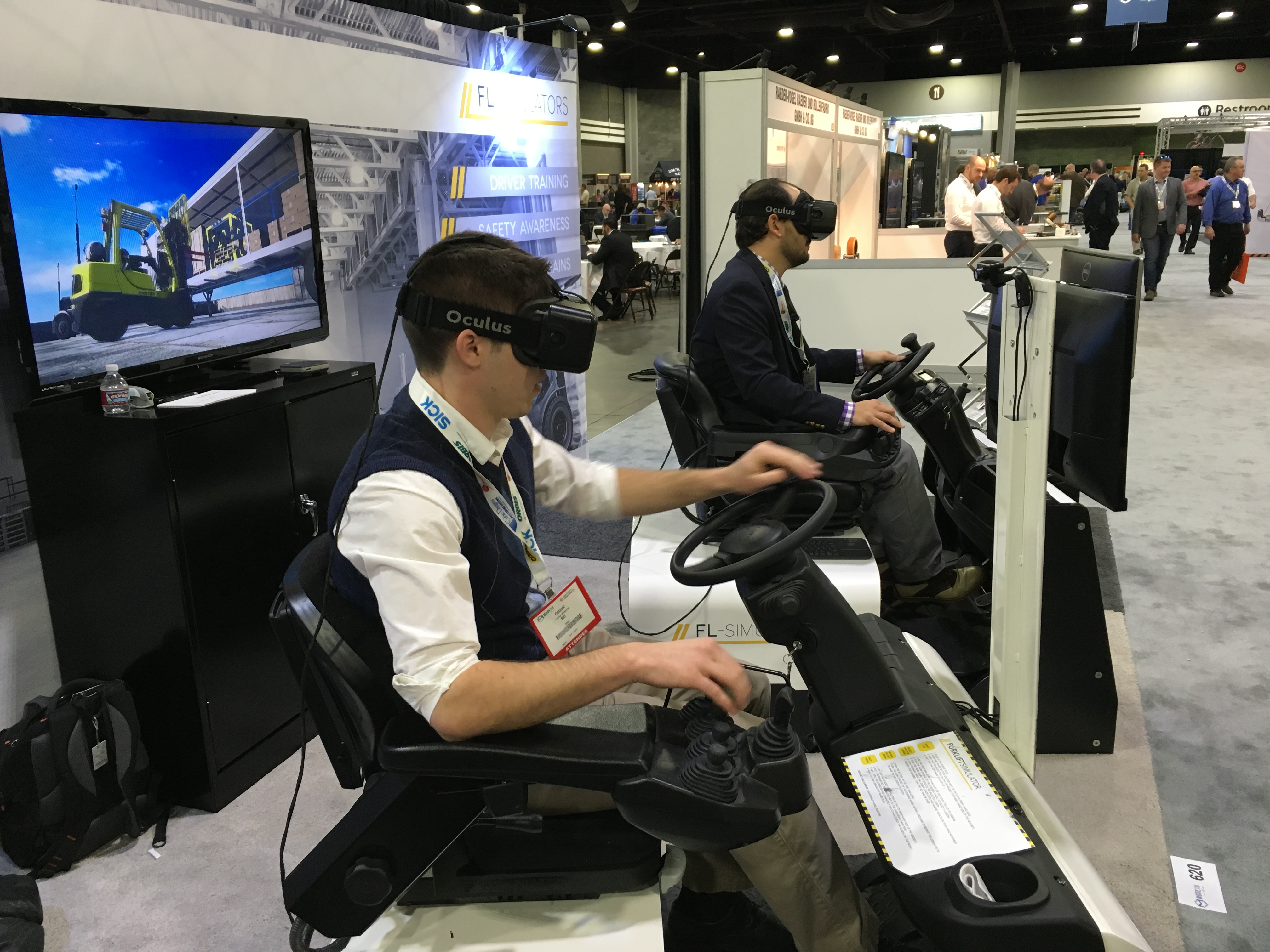 Simulator designed to train new employees on how to operate a forklift in VR.